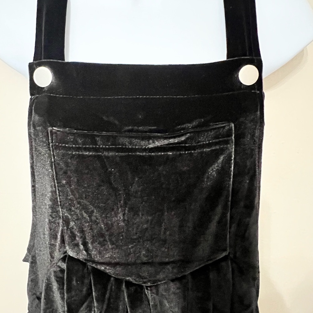 Chic Black Velvet Wide Leg Overalls Jumpsuit - Picture 4 of 10